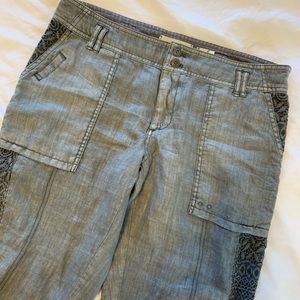 Anthropologie Hei Hei gray linen crop pants